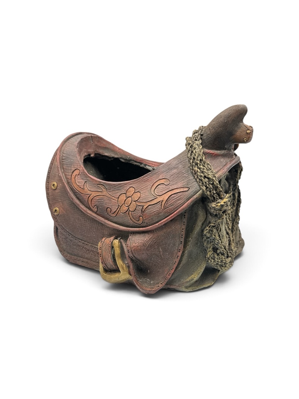 Western Cowboy Horse Saddle Southwest Heavy Resin Planter Ranch Decor